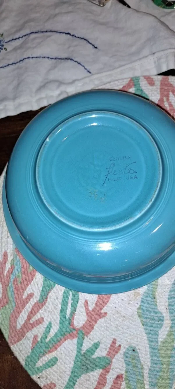 Vintage Genuine Fiesta Turquoise Dinnerware 7 Piece Lot HLC USA Plates Saucers S